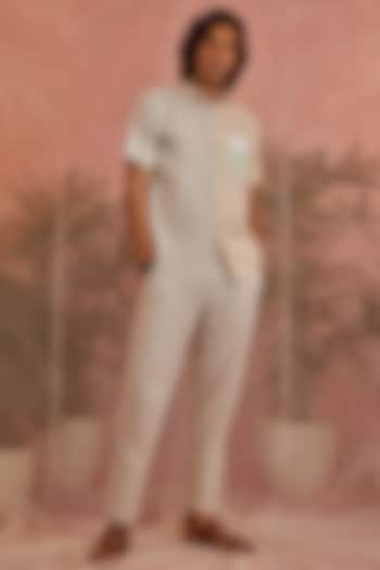 Beige Linen Party Wear Shirt by Charkhee Men at Pernia's Pop Up Shop