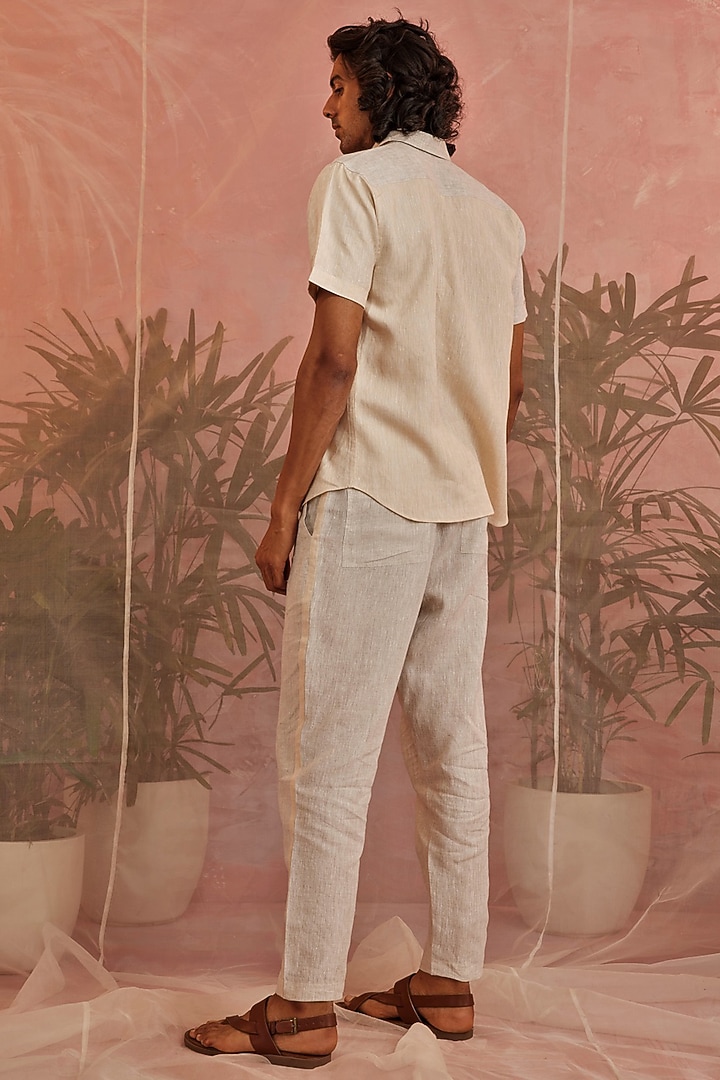 Beige Linen Party Wear Shirt by Charkhee Men at Pernia's Pop Up Shop