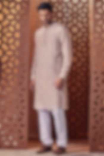 Beige Printed Kurta Set by Charkhee Men at Pernia's Pop Up Shop