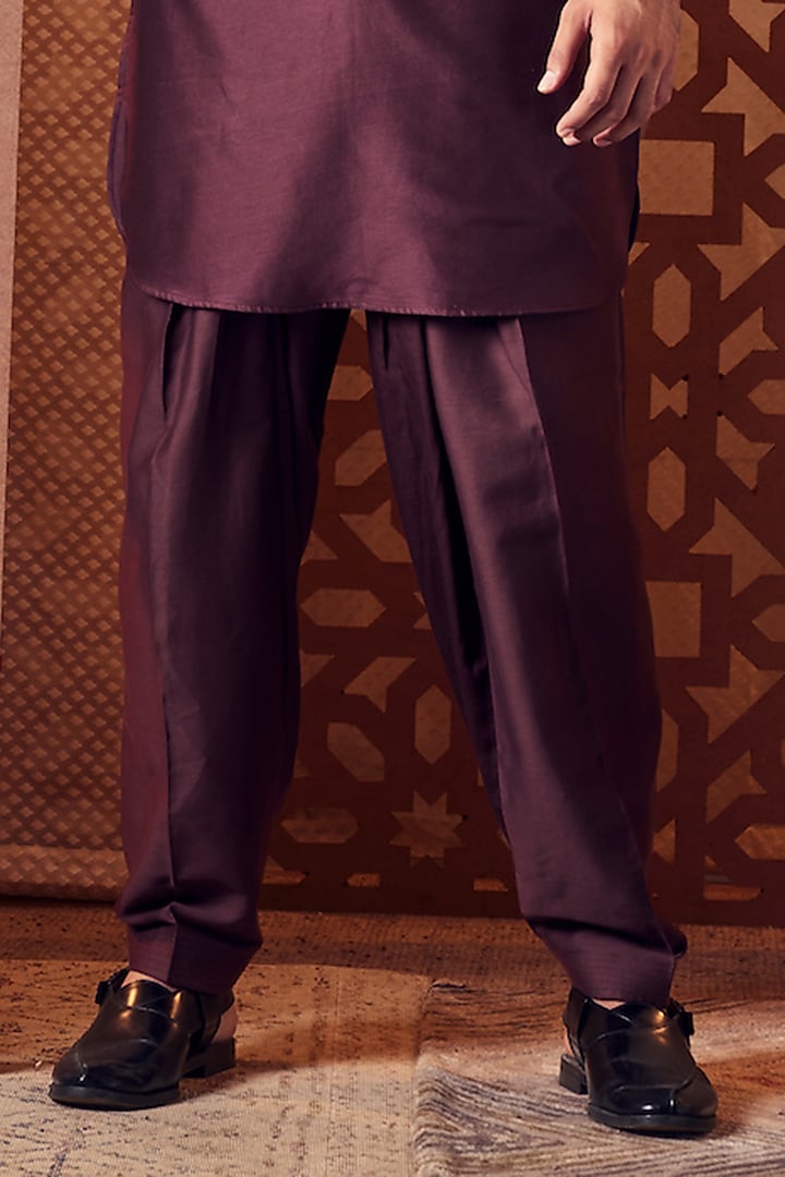 Chocolate Silk Embroidered Wedding Bandhgala Set by Charkhee Men at Pernia's Pop Up Shop