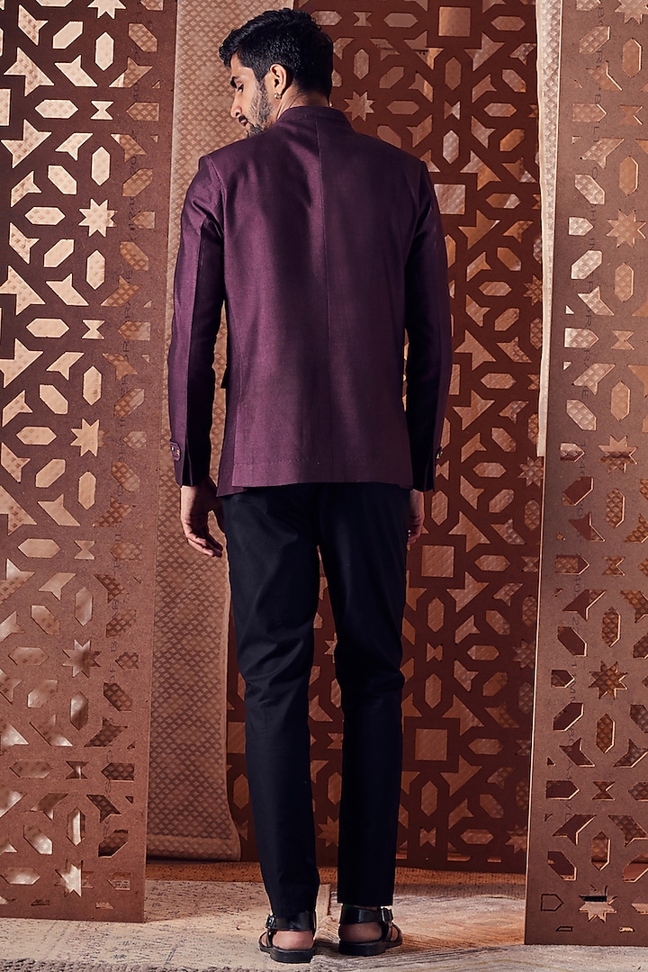 Choco Embroidered Bandhgala Set by Charkhee Men at Pernia's Pop Up Shop