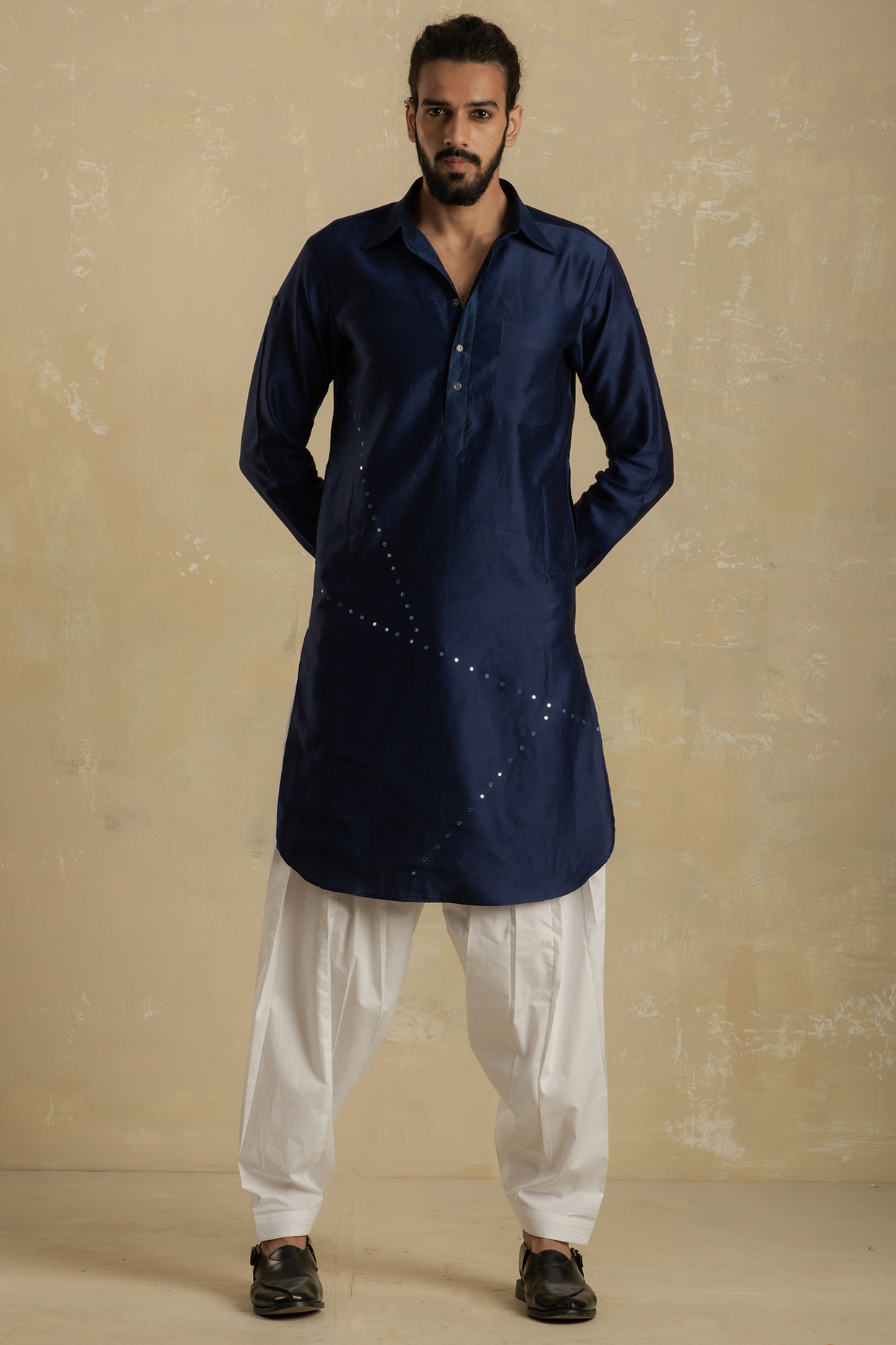 Buy Cotton Kurta Navy Blue White Everyday Cotton Trouser for Best Price  Reviews Free Shipping