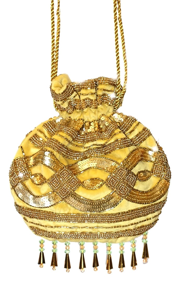 Gold Embellished Mini Potli by Crystal Craft at Pernia's Pop Up Shop