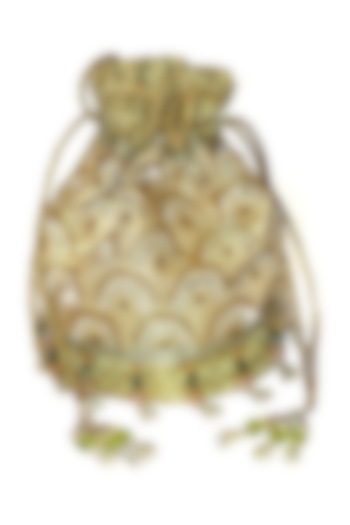 Peridot Green Embroidered Potli by Crystal Craft at Pernia's Pop Up Shop