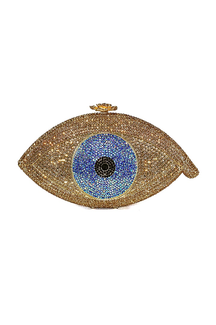 Gold Evil-Eye Clutch Bag by Crystal Craft at Pernia's Pop Up Shop