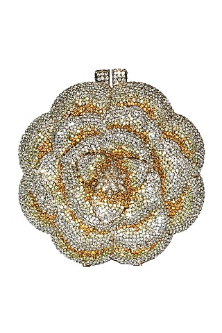 Yellow Crystal Clutch Bag by Crystal Craft