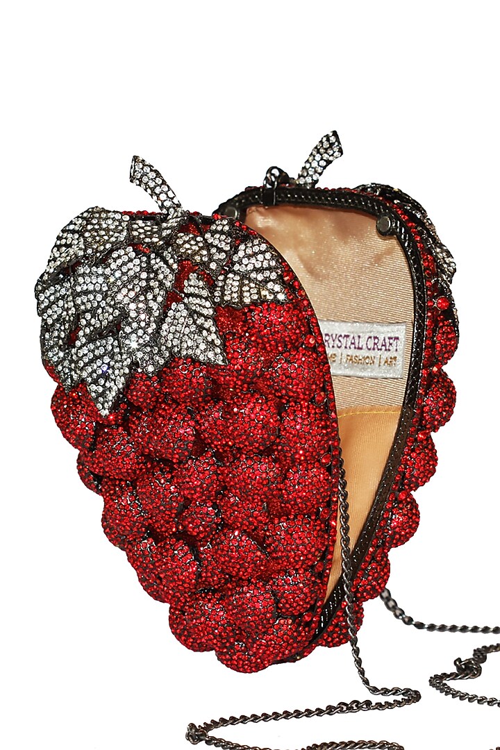 Siam Red Embellished Clutch Bag by Crystal Craft at Pernia's Pop Up Shop