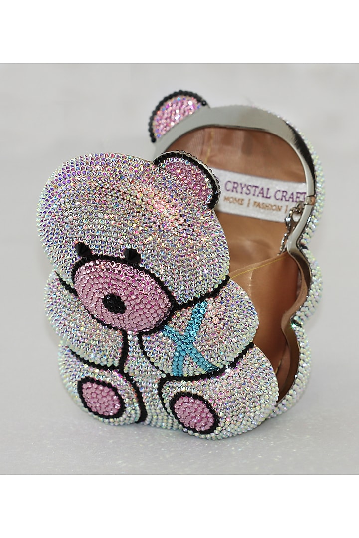 Silver Crystal Embellished Clutch Bag by Crystal Craft at Pernia's Pop Up Shop