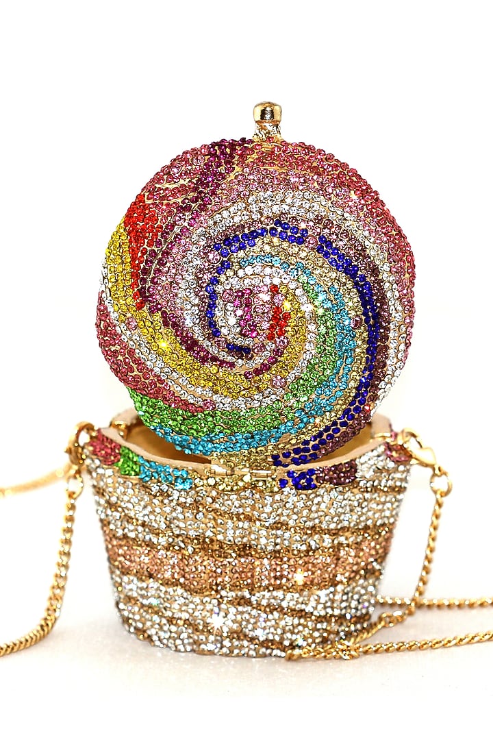 Multi-Coloured Embellished Cupcake Clutch Bag by Crystal Craft at Pernia's Pop Up Shop