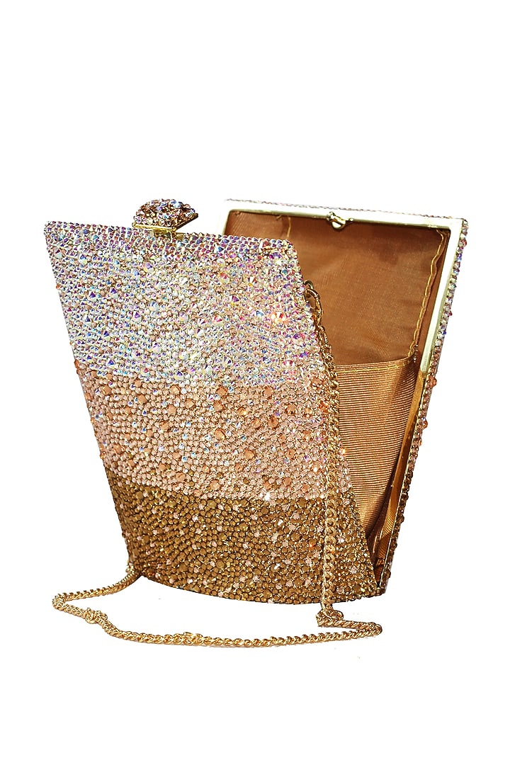 Gold Crystal Embellished Clutch Bag by Crystal Craft at Pernia's Pop Up Shop