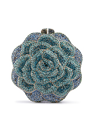 Blue Crystal Clutch Bag by Crystal Craft