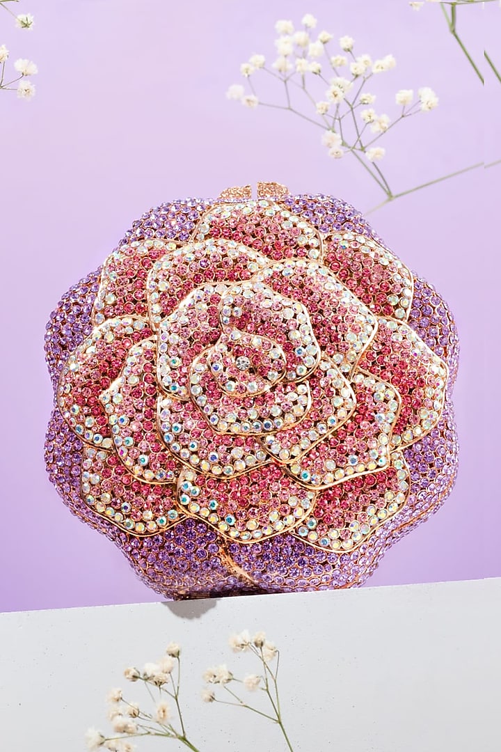 Pink Crystal Clutch Bag by Crystal Craft