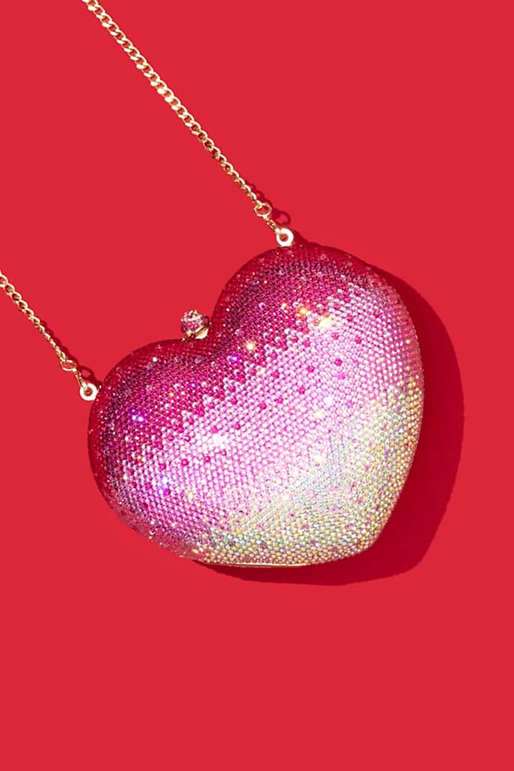 Pink Embellished Heart Clutch Bag by Crystal Craft at Pernia's Pop Up Shop