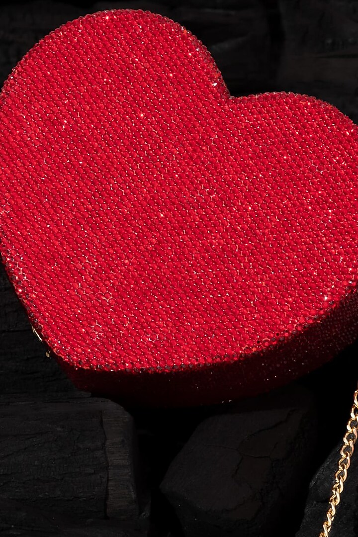 Red Crystal Embellished Clutch Bag by Crystal Craft at Pernia's Pop Up Shop