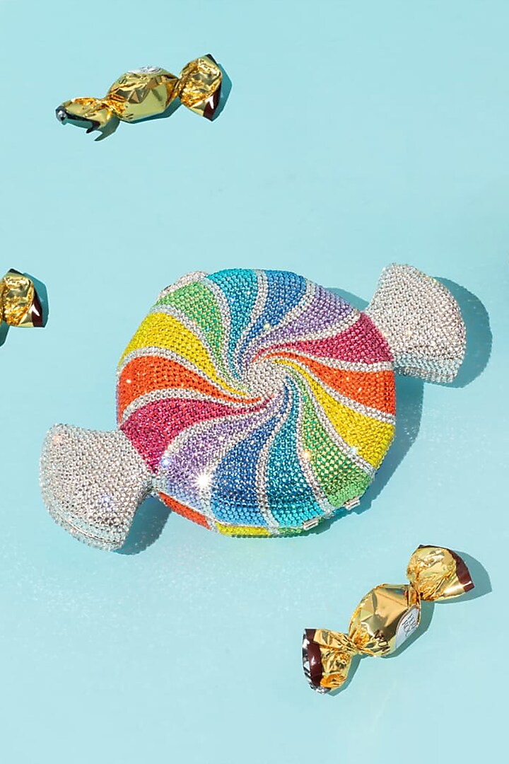 Multi-Coloured Embellished Clutch Bag by Crystal Craft