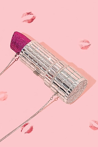 Silver Crystal Embellished Clutch Bag by Crystal Craft