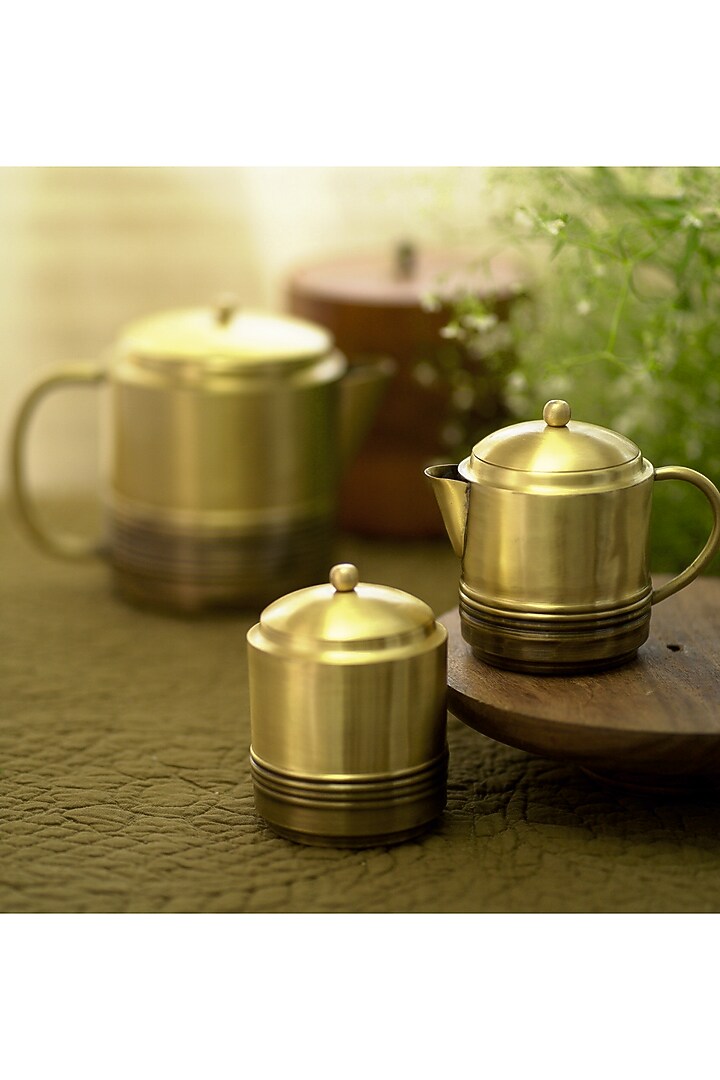 Gold Brass Handcrafted Tea Set by Courtyard at Pernia's Pop Up Shop