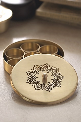 Gold Brass Handcrafted Samagridan by Courtyard