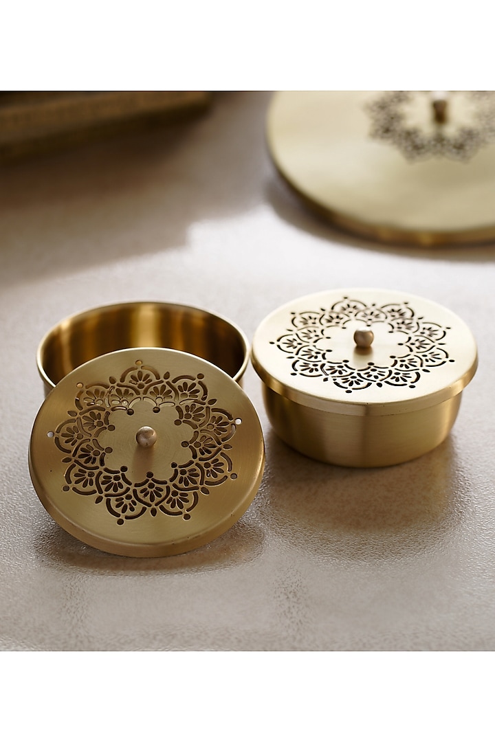 Gold Brass Handcrafted Nut Jars by Courtyard