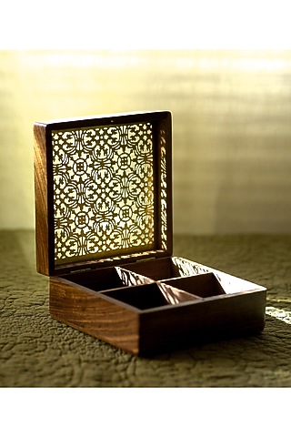 Gold & Brown Sheesham Wood Trinket Box by Courtyard