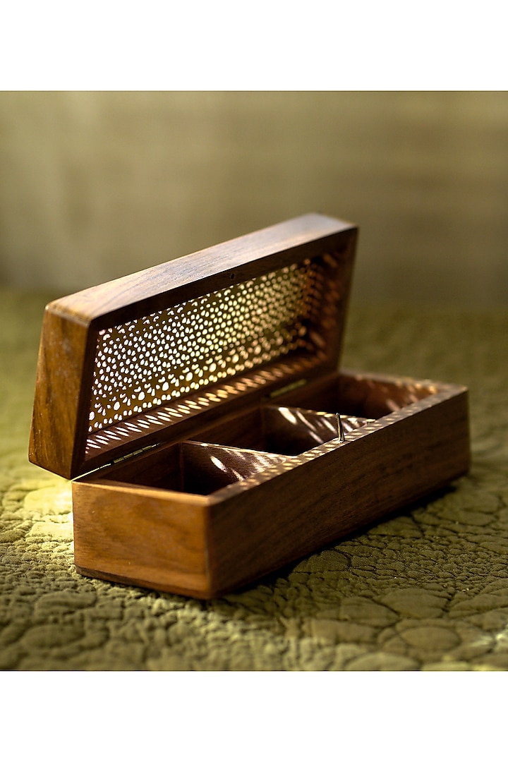 Gold & Brown Sheesham Wood Trinket Box by Courtyard