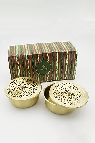 Gold Brass Handcrafted Nut Jars by Courtyard