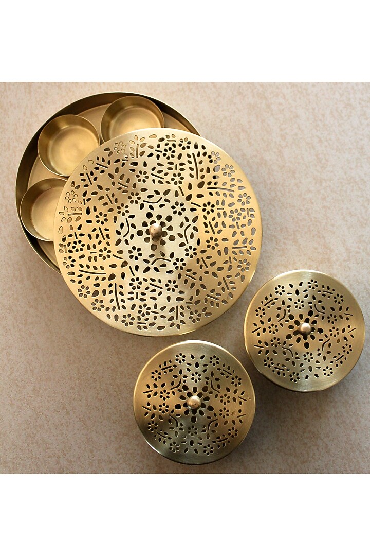 Gold Brass Handcrafted Nut Jars by Courtyard at Pernia's Pop Up Shop