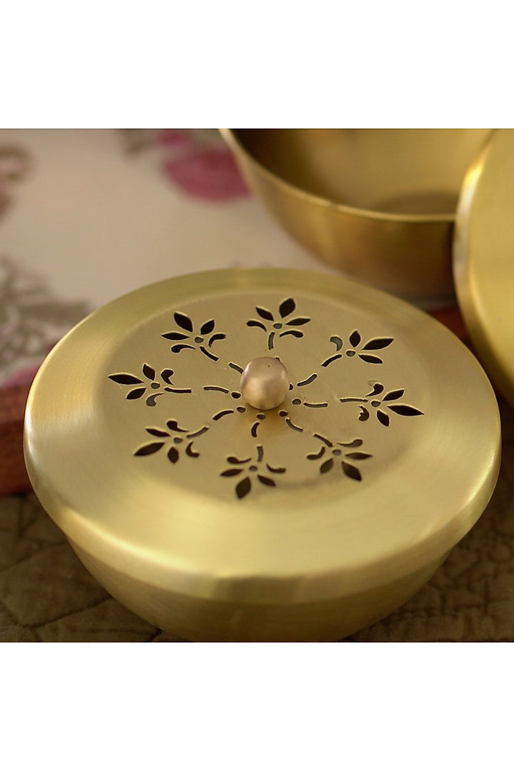 Gold Brass Handcrafted Container Set by Courtyard at Pernia's Pop Up Shop