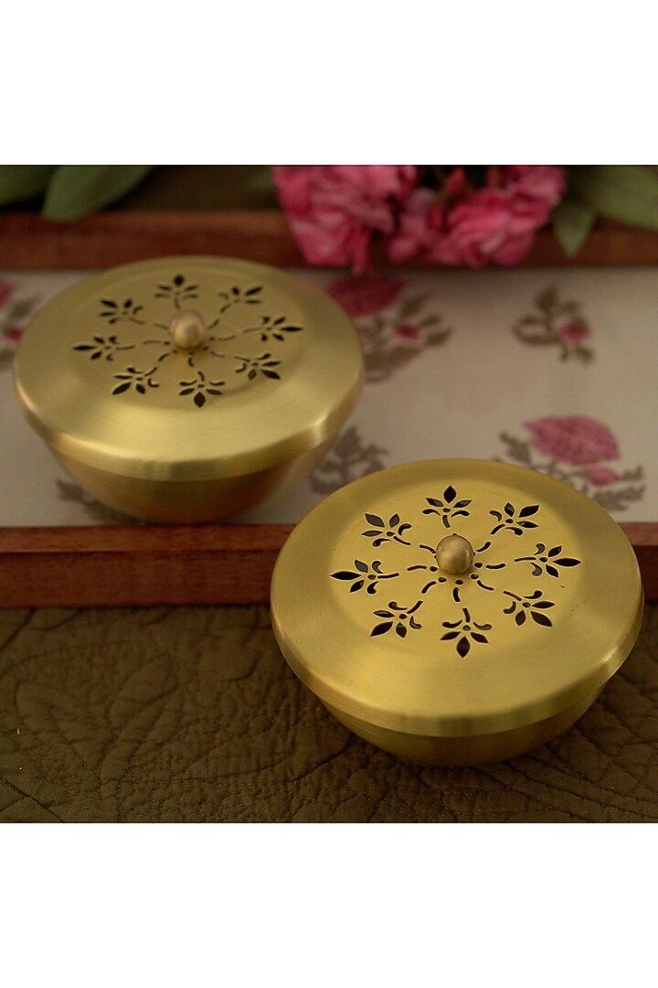 Gold Brass Handcrafted Container Set by Courtyard at Pernia's Pop Up Shop