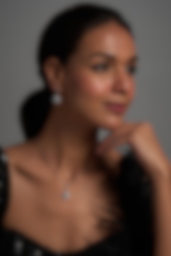 White Rhodium Plated Zircon & Austrian Crystal Necklace Set by CRYSTALYNA at Pernia's Pop Up Shop