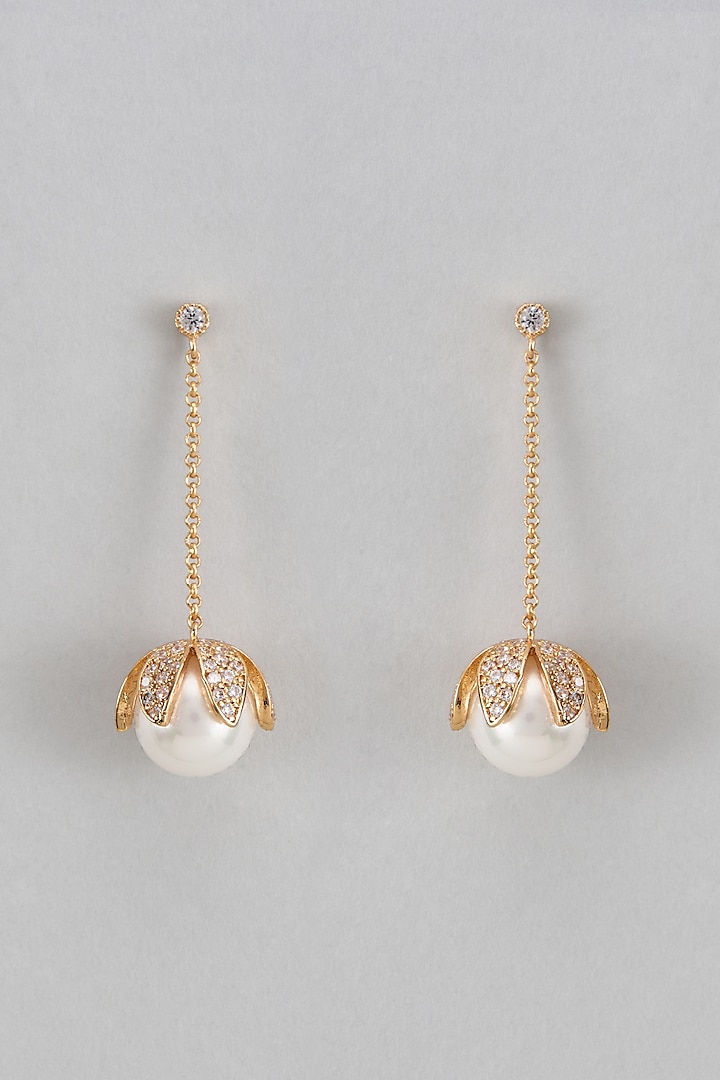 Rose Gold Plated Austrian Crystal Dangler Earrings by CRYSTALYNA