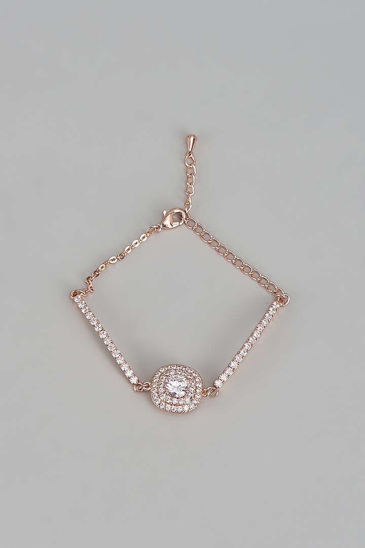Rose Gold Finish Austrian Crystal & Pearl Bracelet by CRYSTALYNA
