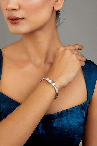 White Rhodium Finish Austrian Crystal & Zircon Bracelet by CRYSTALYNA