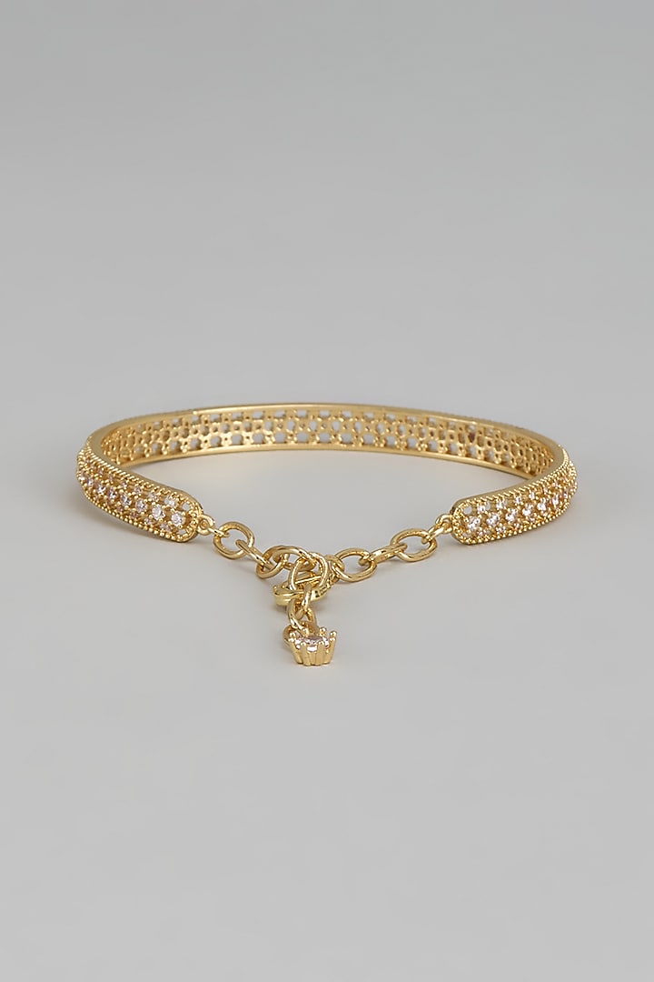Gold Finish White Austrian Crystal & Pearl Bracelet by CRYSTALYNA at Pernia's Pop Up Shop