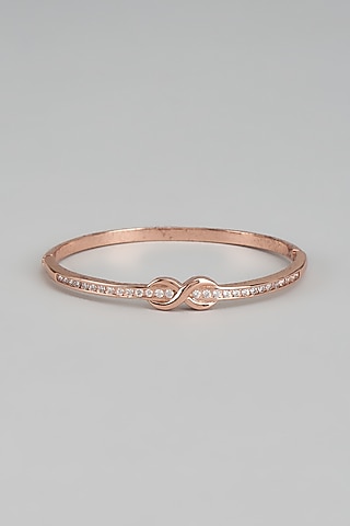 Rose Gold Finish White Austrian Crystal & Pearl Bracelet by CRYSTALYNA