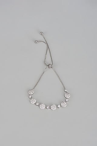 White Rhodium Finish Austrian Crystal & Zircon Bracelet by CRYSTALYNA