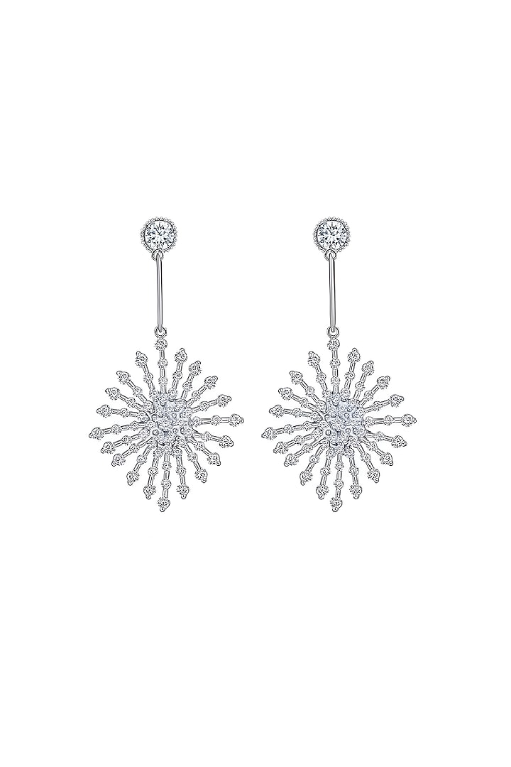 White Gold Plated Austrian Swarovski Crystal Dangler Earrings by CRYSTALYNA at Pernia's Pop Up Shop