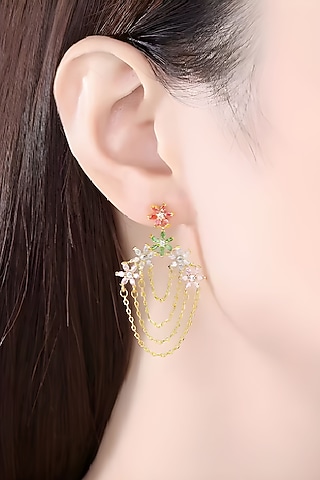 Gold Plated Austrian Swarovski Crystal Dangler Earrings by CRYSTALYNA
