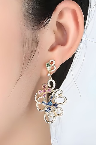 Gold Plated Austrian Swarovski Crystal Dangler Earrings by CRYSTALYNA