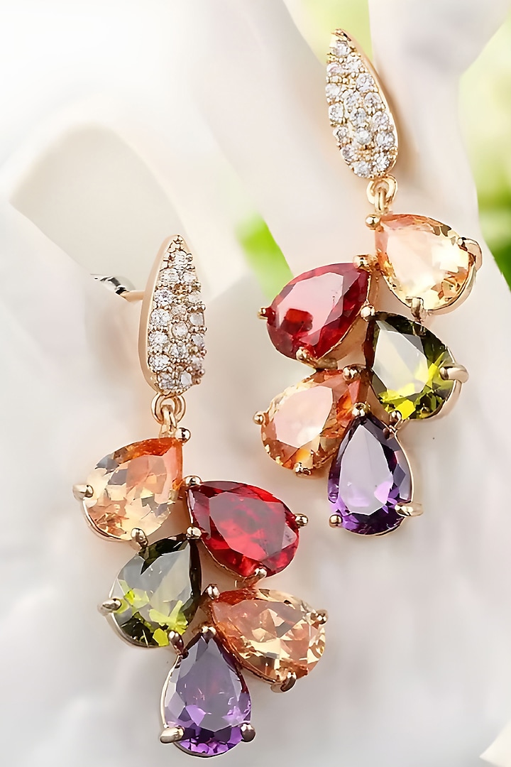 Gold Plated Austrian Swarovski Crystal Dangler Earrings by CRYSTALYNA