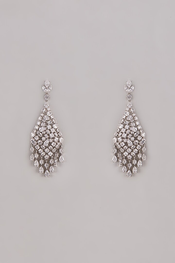White Gold Plated Austrian Crystal Dangler Earrings by CRYSTALYNA at Pernia's Pop Up Shop