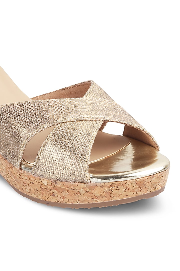 Gold Textured Slip-On Wedges by Crimzon at Pernia's Pop Up Shop