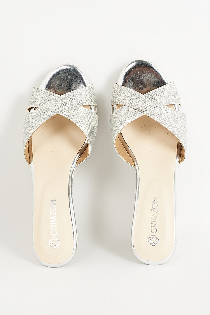 Silver Faux Leather Wedges by Crimzon at Pernia's Pop Up Shop