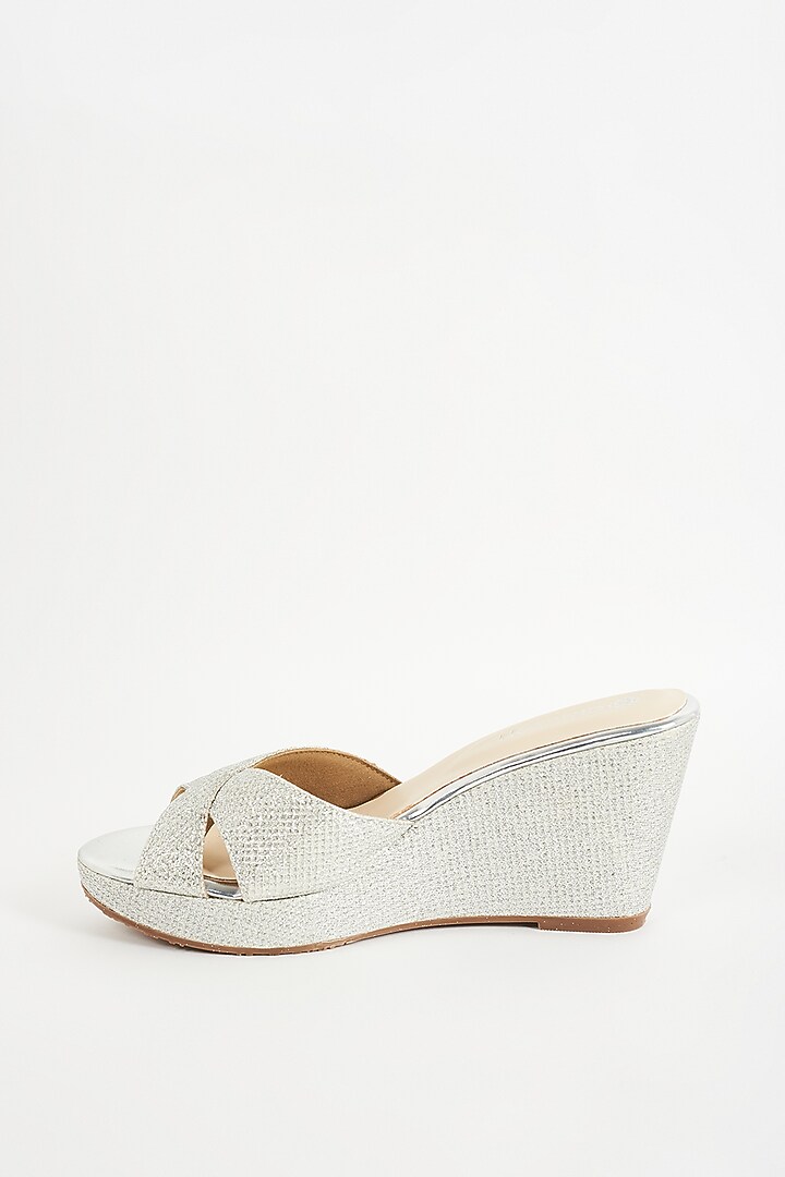 Silver Faux Leather Wedges by Crimzon at Pernia's Pop Up Shop