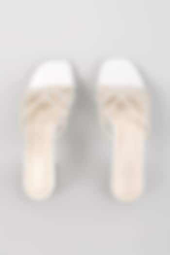 White Faux Leather Heels by Crimzon at Pernia's Pop Up Shop