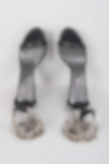 Black Leather Embellished Stiletto Heels by Crimzon at Pernia's Pop Up Shop