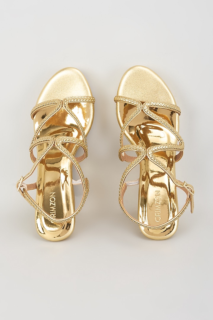 Gold Leather Wedges by Crimzon at Pernia's Pop Up Shop