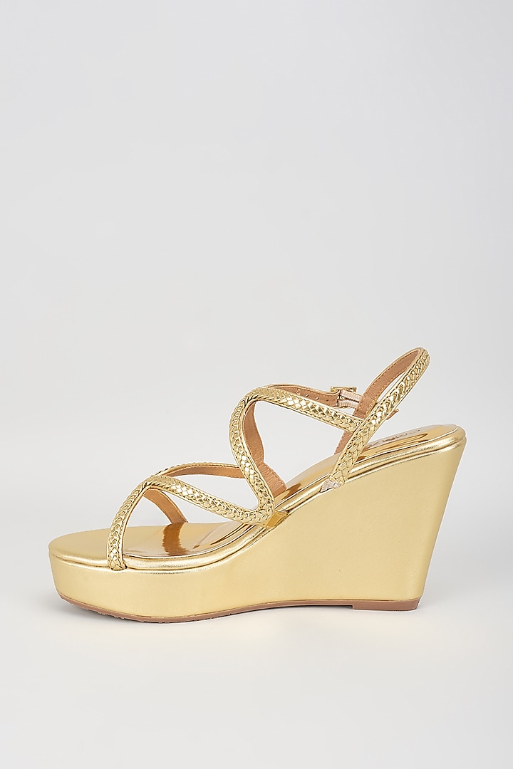 Gold Leather Wedges by Crimzon at Pernia's Pop Up Shop