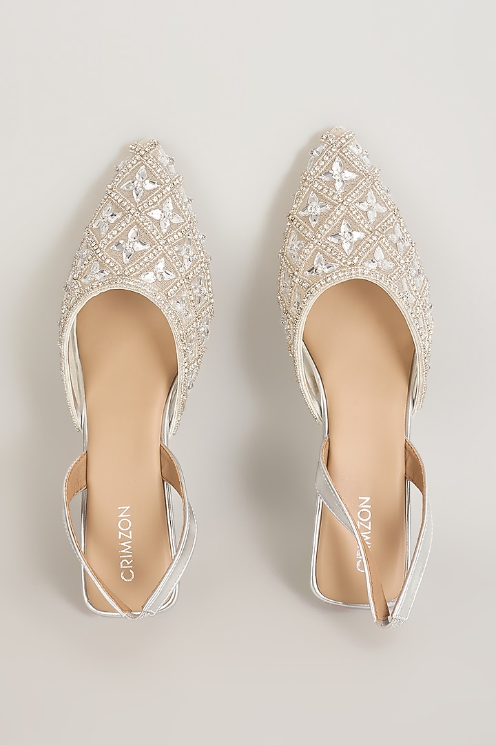 Silver Faux Leather Kitten Heels by Crimzon at Pernia's Pop Up Shop