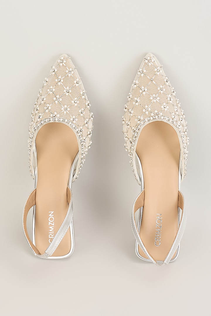 Silver Faux Leather Kitten Heels by Crimzon at Pernia's Pop Up Shop